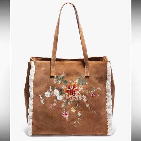 NWT Johnny Was Acacia Sherpa Embroidered Bag Tote - Picture 1 of 10